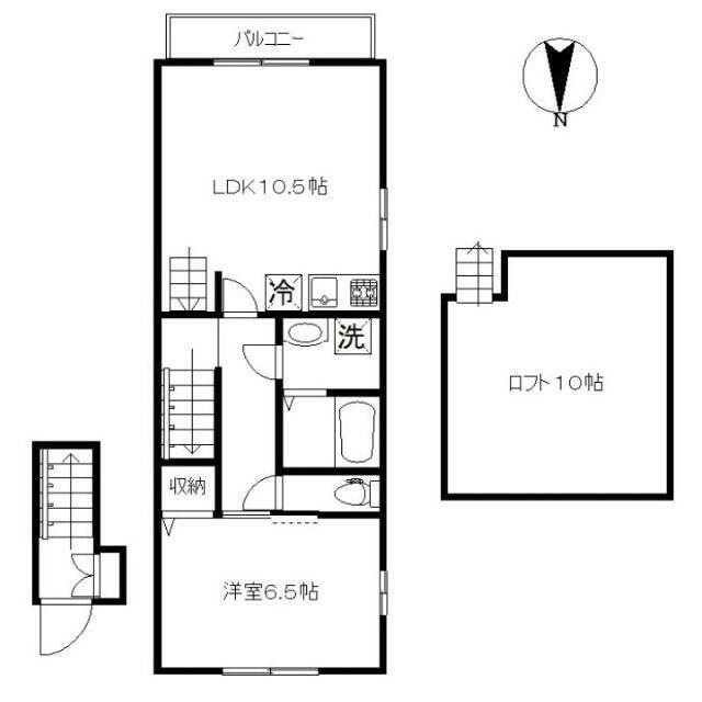 ラッフルズ自由が丘 部屋番号206(1LDK/2階)の間取り写真