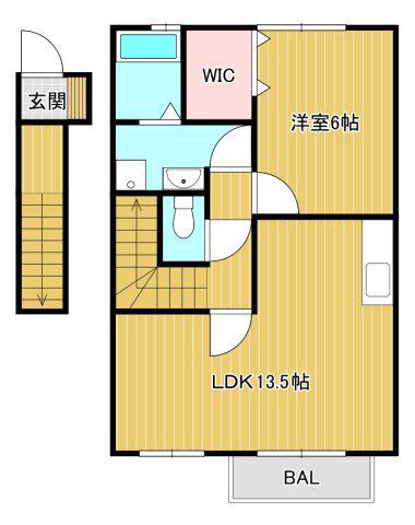 エスペランサハイツII(1LDK/2階)の間取り写真
