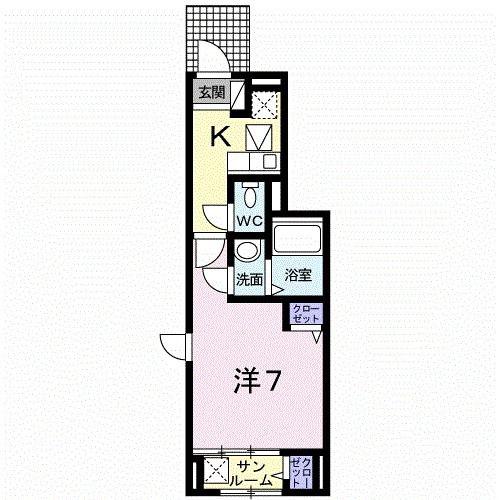 フォレスト ヒルズ M(1K/1階)の間取り写真