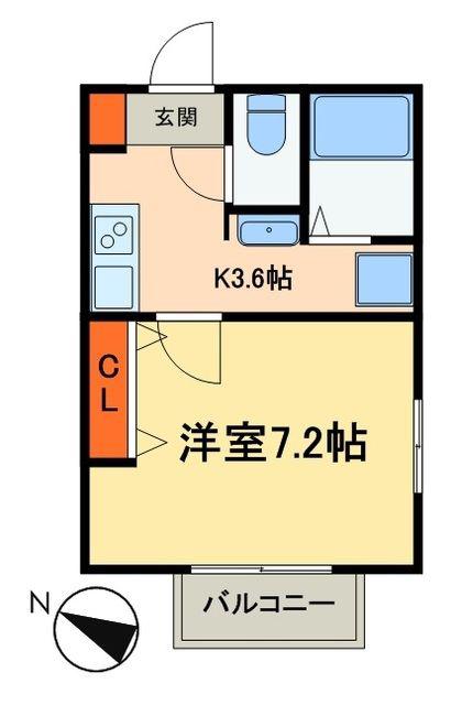 キャメル松戸5A(1K/1階)の間取り写真