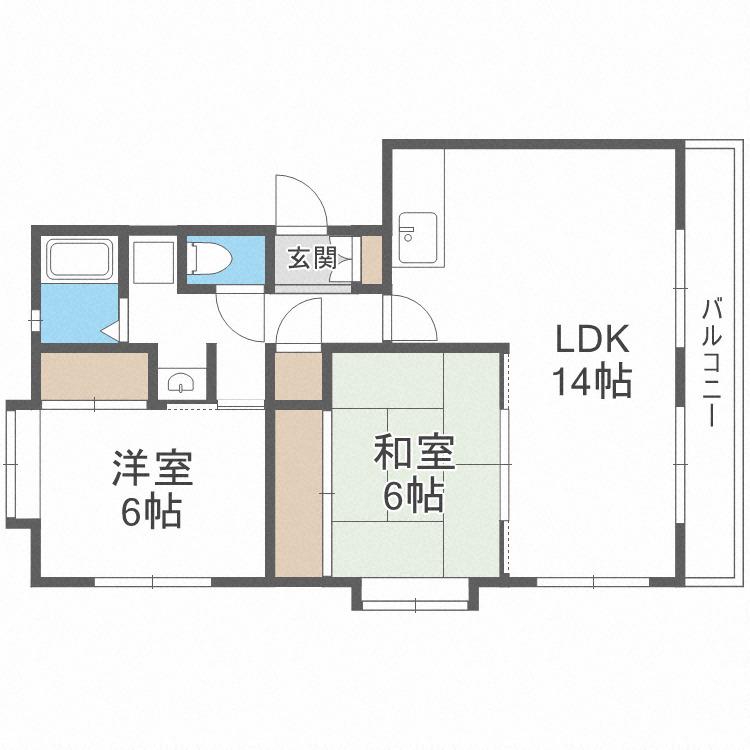 観世ハイツ(2LDK/1階)の間取り写真