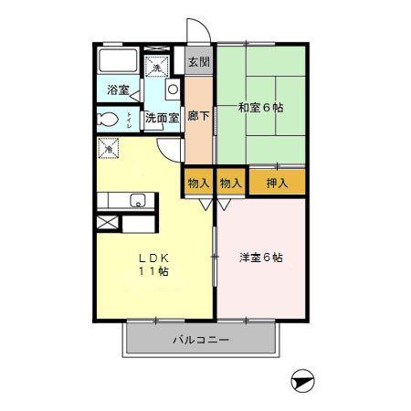 リヴェールエフティ(2LDK/2階)の間取り写真