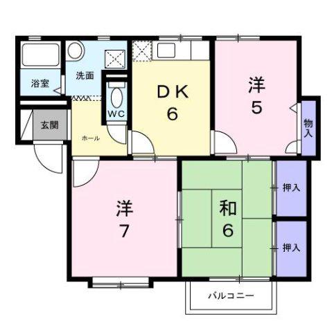 グレイスコートI (3DK/2階)の間取り写真