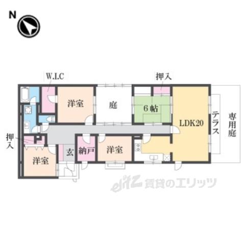 ロイヤルヒルズ東生駒(4LDK/1階)の間取り写真