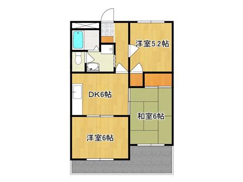 ヴィラつつじヶ崎A(3DK/3階)の間取り写真