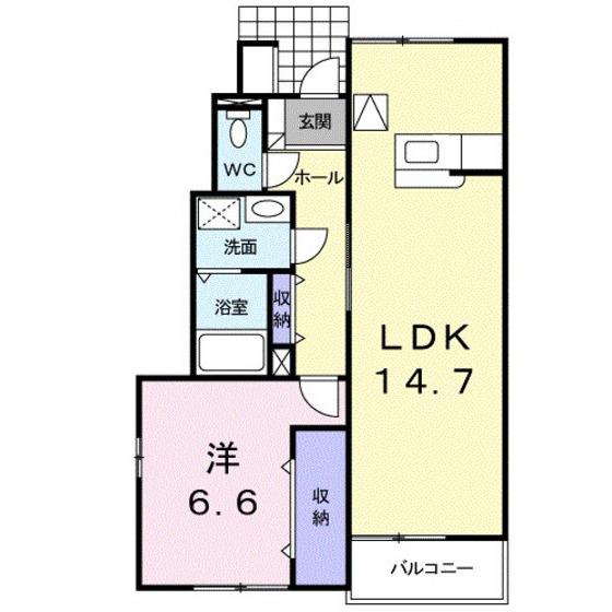 シューネスハイムI(1LDK/1階)の間取り写真