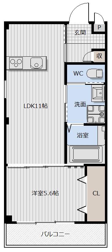 ピース・スクエア鴨島(1LDK/1階)の間取り写真