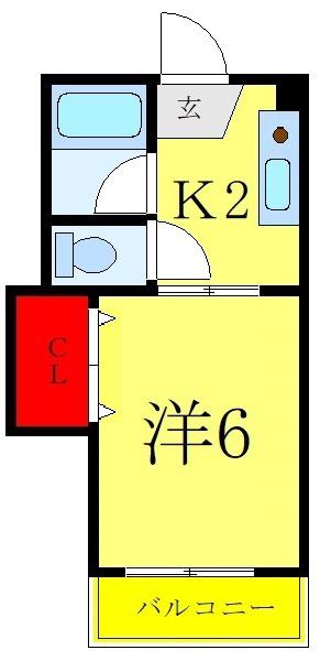 ロアールハイツ(1K/2階)の間取り写真