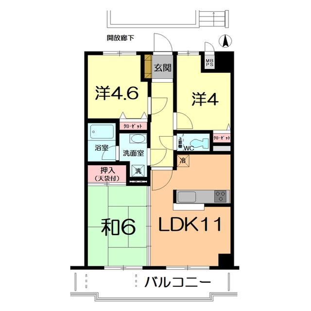 キャッスル宮原203(3LDK/2階)の間取り写真