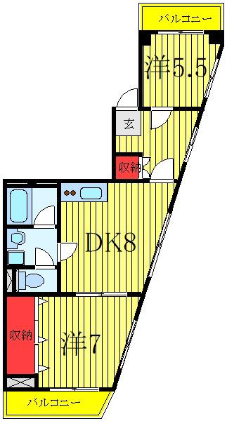 Yコーポ(2DK/3階)の間取り写真