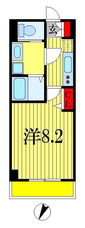 ドゥーエ西船橋(1K/1階)の間取り写真