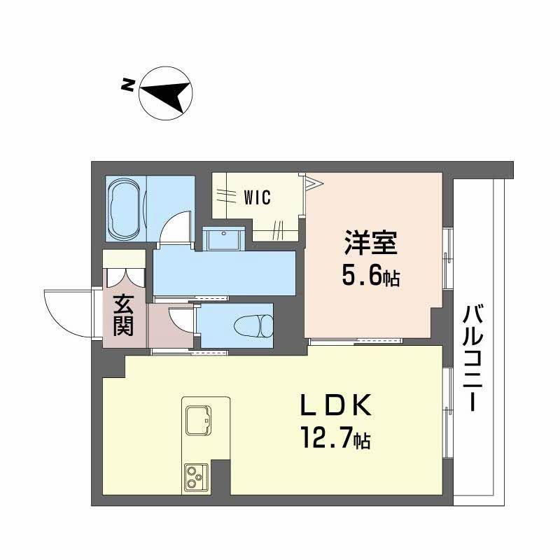 JR山陽本線 新倉敷駅 徒歩7分 3階建 新築(1LDK/3階)の間取り写真