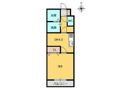 グレースヒルズ東原(1DK/2階)の間取り写真