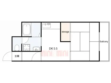 シード1(1DK/2階)の間取り写真