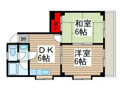 メゾンド昴(2DK/3階)の間取り写真