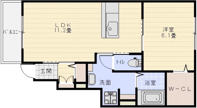 ヴェルデ ブリッサⅠ(1LDK/1階)の間取り写真