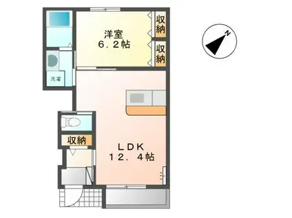 アンソレイユ(1LDK/1階)の間取り写真