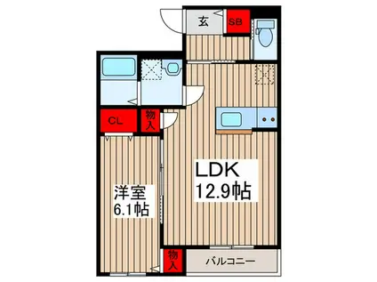 越谷市千間台東マンション(1LDK/3階)の間取り写真