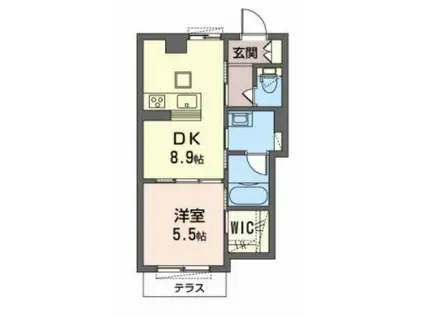 シャーメゾン リュエル八戸ノ里(1LDK/1階)の間取り写真