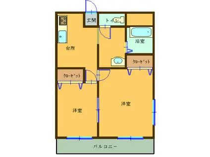 美野里第2中央ビル(2K/2階)の間取り写真
