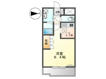 グリルスI(1K/1階)の間取り写真