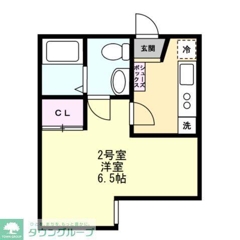 ベイルーム六浦B棟(1K/2階)の間取り写真