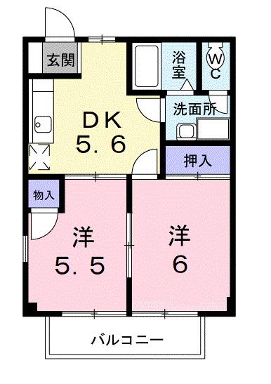 エトワール(2DK/1階)の間取り写真
