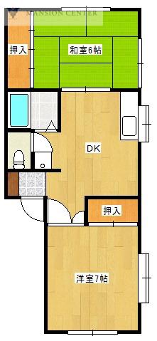 プチハウス(2DK/2階)の間取り写真