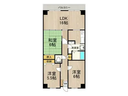 PHOENIX COURT 交野I(3LDK/2階)の間取り写真