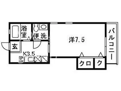 エトピリカ湘南(1K/1階)の間取り写真