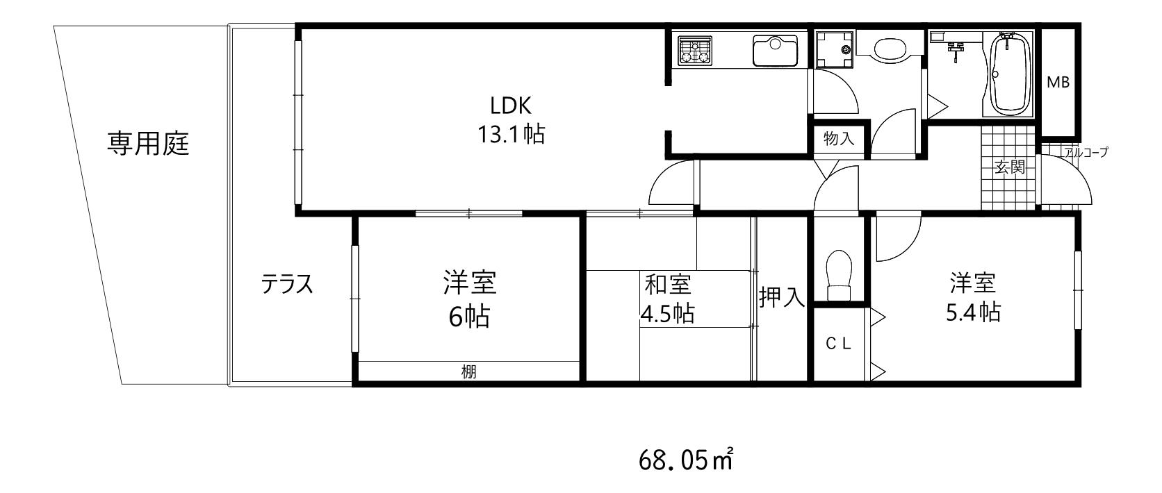 パーク・ハイム摩耶(3LDK/1階)の間取り写真
