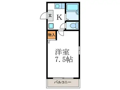 ベルシェ御所東(1K/3階)の間取り写真
