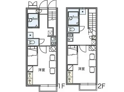 JR両毛線 駒形駅 徒歩41分 2階建 築22年(1DK/2階)の間取り写真