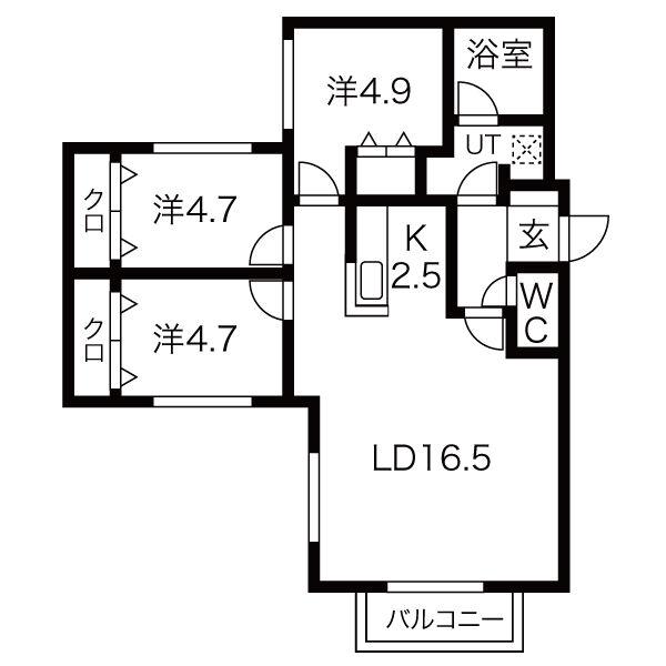 LOTUS イースト(3LDK/2階)の間取り写真