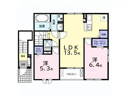 ラカーサフェリーチェセコンド(2LDK/2階)の間取り写真