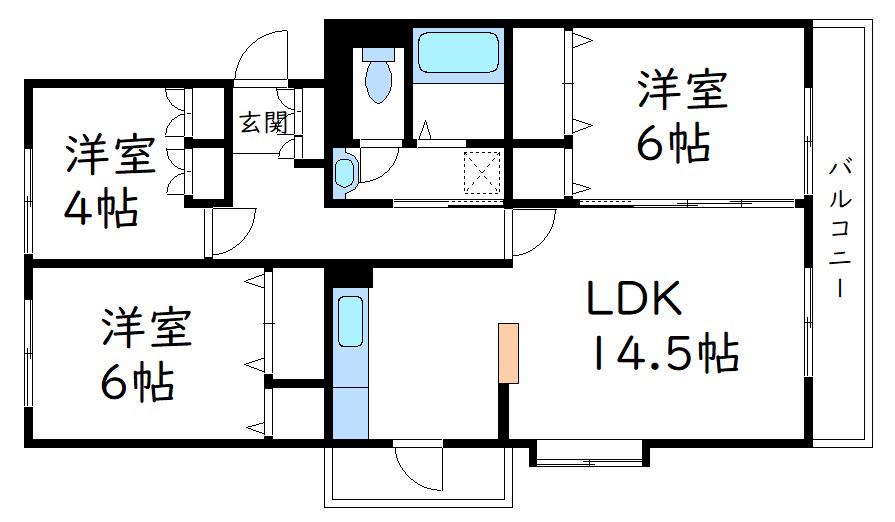 AREAS福山港町 2号棟(3LDK/2階)の間取り写真