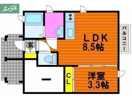 タウンコートA棟(1LDK/1階)の間取り写真