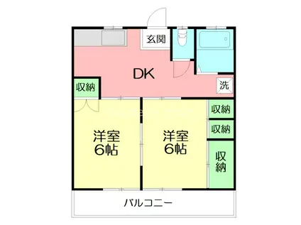 ヴィラガーデン(2DK/2階)の間取り写真