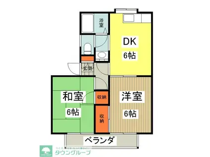 コーポリバティ(2DK/2階)の間取り写真