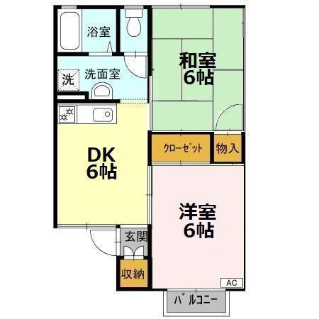 ハイツサウスヒル(2DK/1階)の間取り写真
