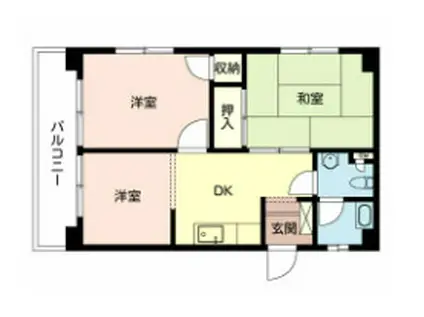 ハイツササベ(2DK/3階)の間取り写真