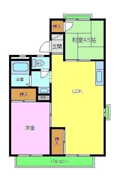 エルハイツ金剛(2LDK/1階)の間取り写真