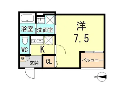 ALEGRIA武庫之荘(1K/1階)の間取り写真