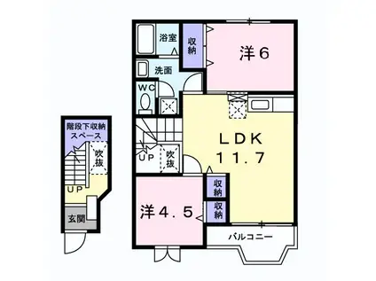 サンリッジA(2LDK/2階)の間取り写真