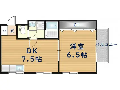 第3テラダハイツ(1DK/2階)の間取り写真