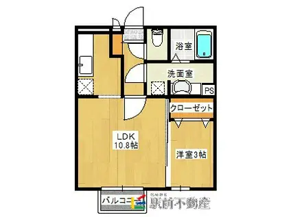 ブランドール新栄東(1LDK/1階)の間取り写真