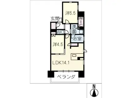 ローレルアイ名駅東(2LDK/8階)の間取り写真