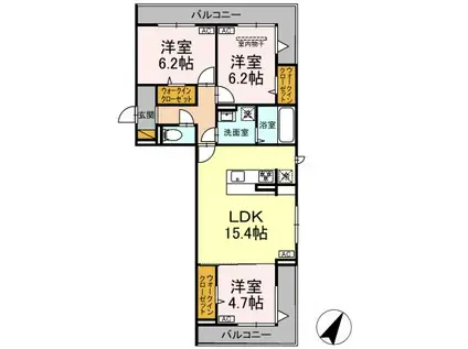 ガーベラ・グレイス(3LDK/3階)の間取り写真