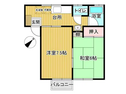 ニューキャピタル(2K/2階)の間取り写真