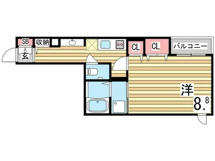 アルファオメガ(1K/3階)の間取り写真